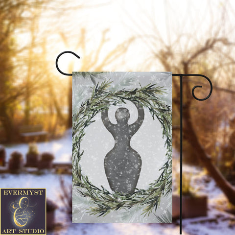 Frost And Pine Goddess Garden Flag