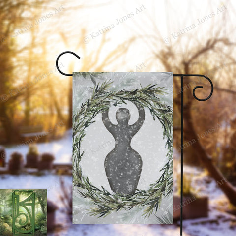 Frost And Pine Goddess Garden Flag