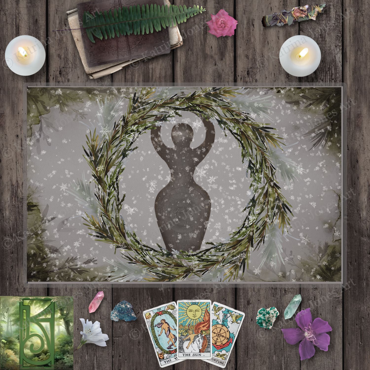 Forest And Pine Goddess Altar Cloth Rec