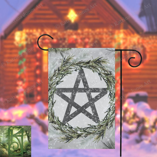 Frost And Pine Pentacle Garden Flag
