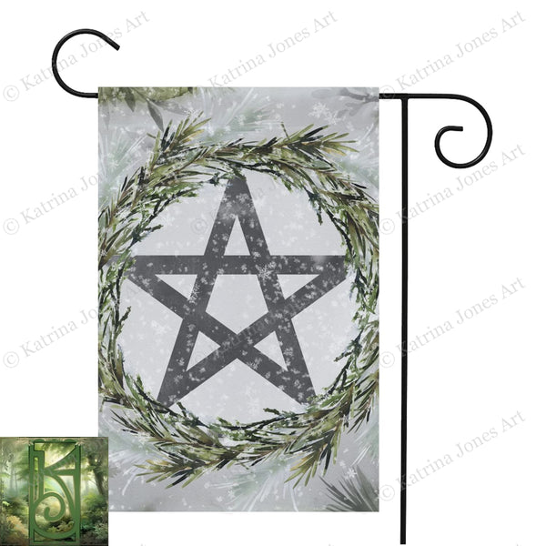 Frost And Pine Pentacle Garden Flag