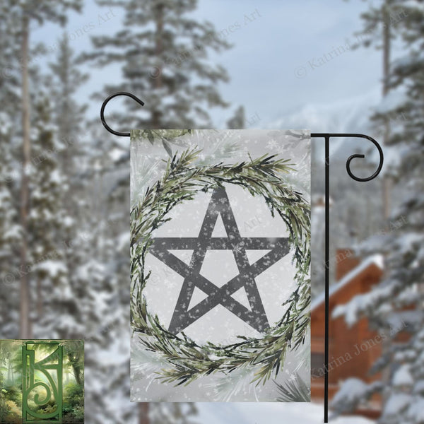 Frost And Pine Pentacle Garden Flag