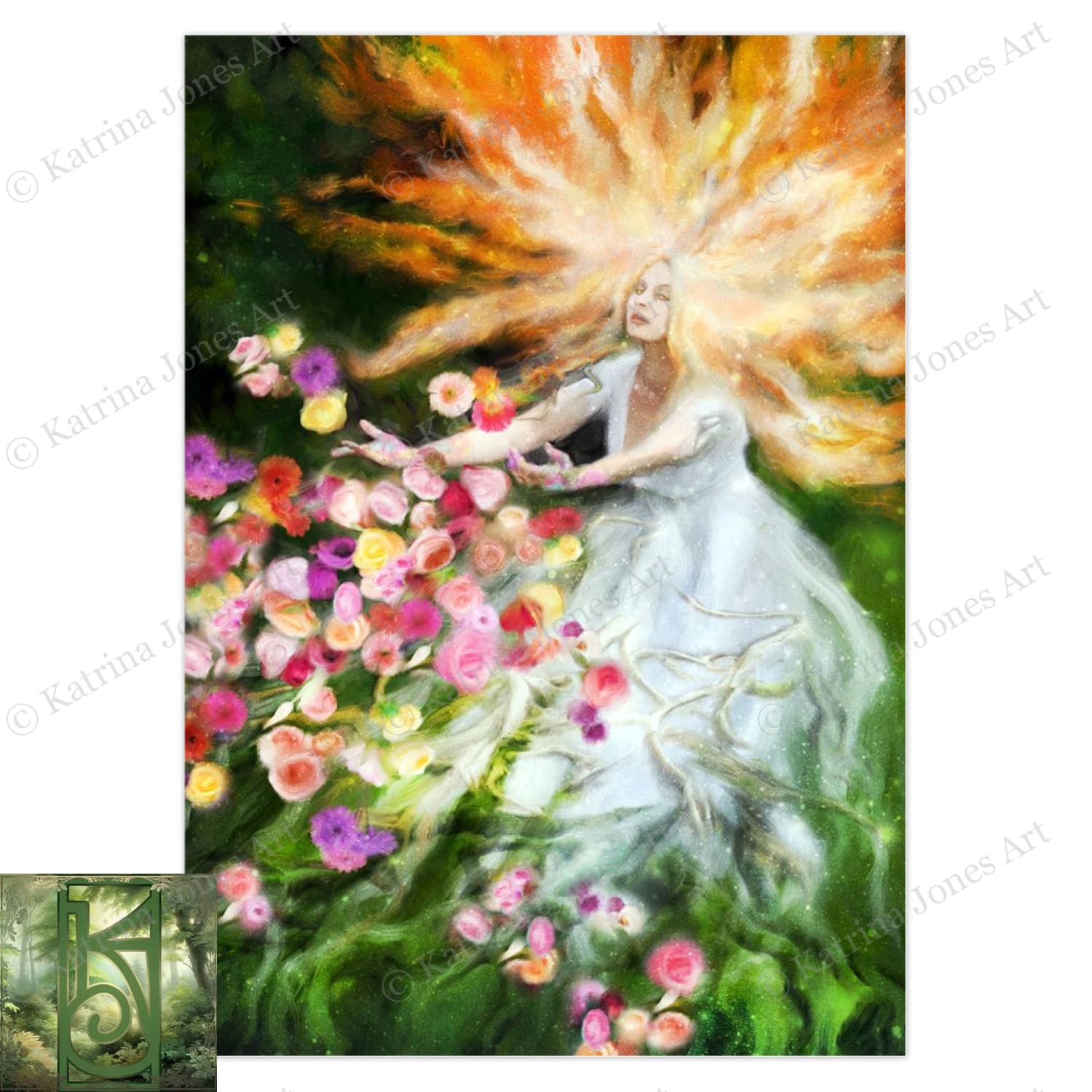 Gaia Goddess Greeting Card Fantasy Mythic Spring Summer Witchy Blank Notecard 1