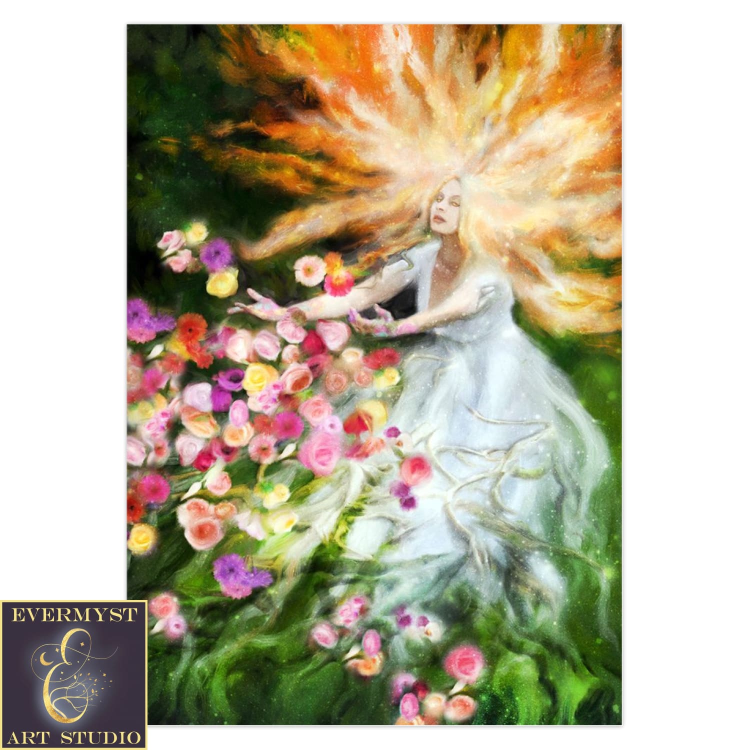 Gaia Goddess Greeting Card Fantasy Mythic Spring Summer Witchy Blank Notecard 1