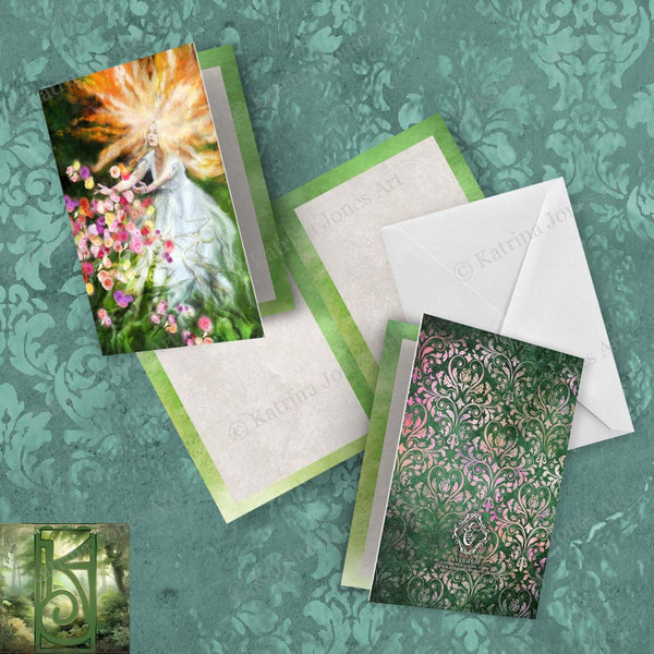 Gaia Goddess Greeting Card Fantasy Mythic Spring Summer Witchy Blank Notecard