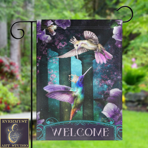 Garden Flag With Enchanted Hummingbirds Flower