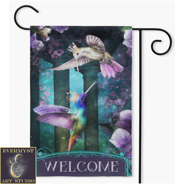 Garden Flag With Enchanted Hummingbirds Flower