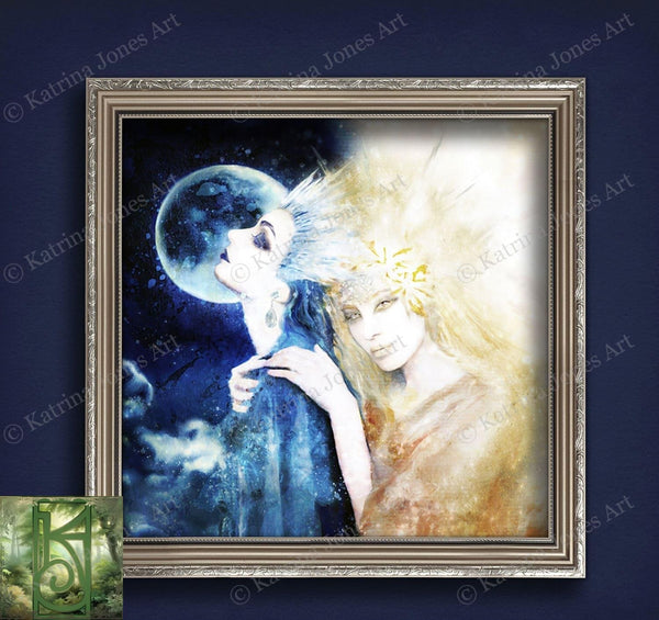Goddess Art Moon And Star Celestial Painting Canvas Boho Decor Goddesses Wicca
