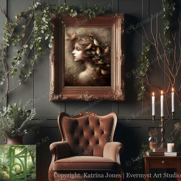 a painting of a woman in a chair in a room