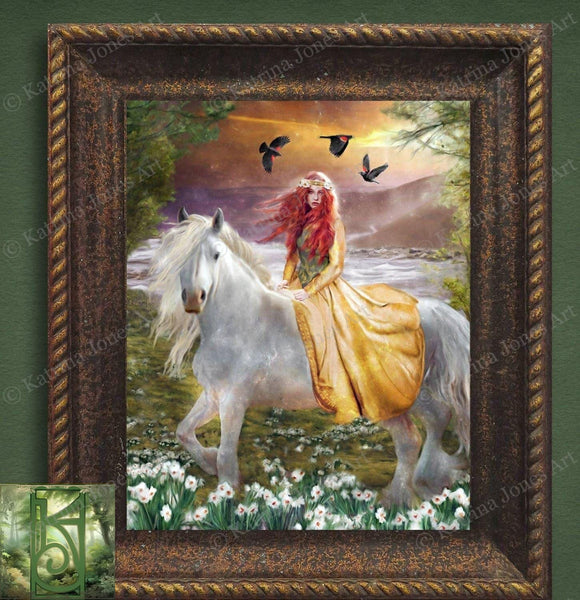 Goddess Art Print Rhiannon Canvas Painting Fantasy Decor Celtic
