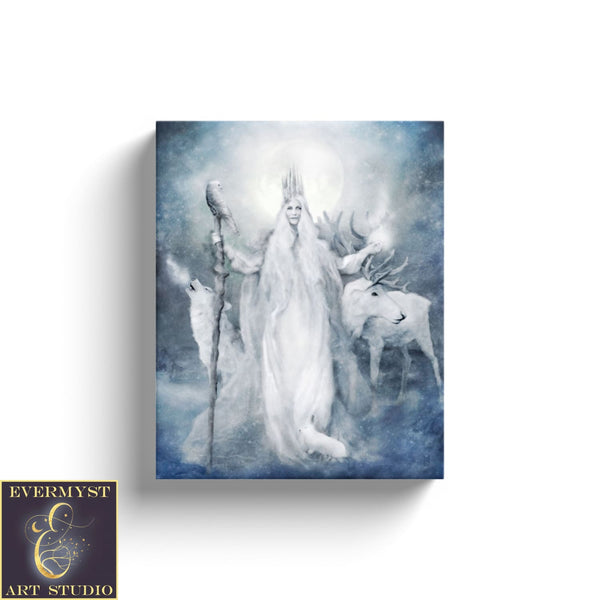 Winter Goddess Art Print Fantasy Gaelic Celtic Mythic Cailleach Beira Canvas Painting 8 X 10 Canvas