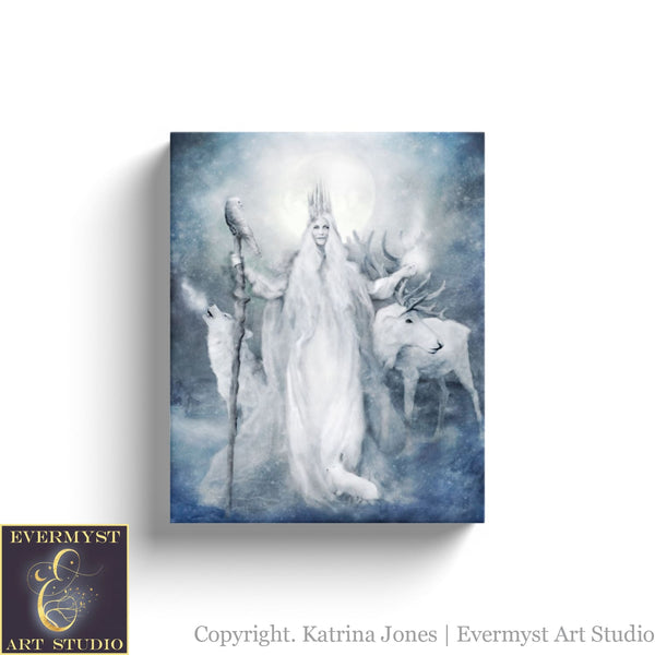 Winter Goddess Art Print Fantasy Gaelic Celtic Mythic Cailleach Beira Canvas Painting 8 X 10 Canvas