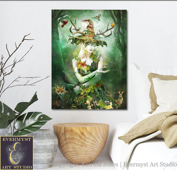 Woodland Nature Goddess Art Print Elen Of The Ways Celtic Witch