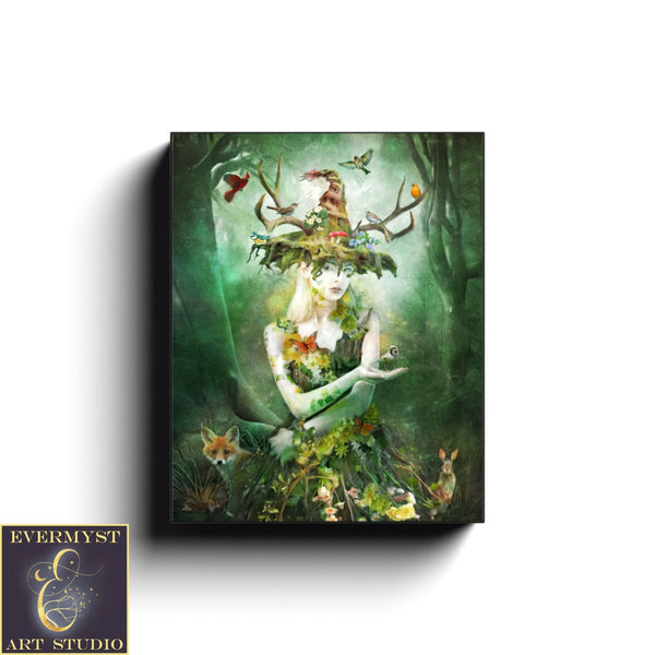 Woodland Nature Goddess Art Print Elen Of The Ways Celtic Witch 8 X 10 Canvas