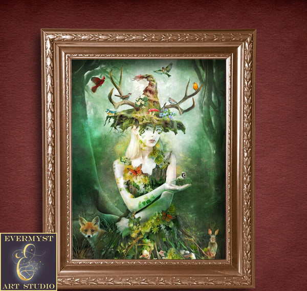 Woodland Nature Goddess Art Print Elen Of The Ways Celtic Witch