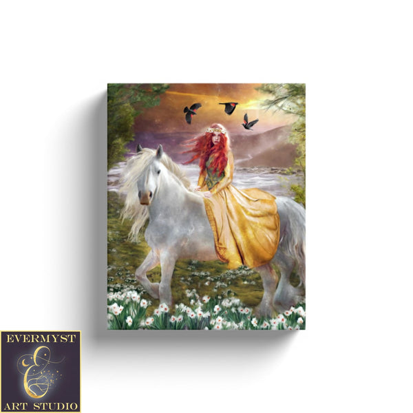 Goddess Art Print Rhiannon Canvas Painting Fantasy Decor Celtic 8 X 10 Canvas