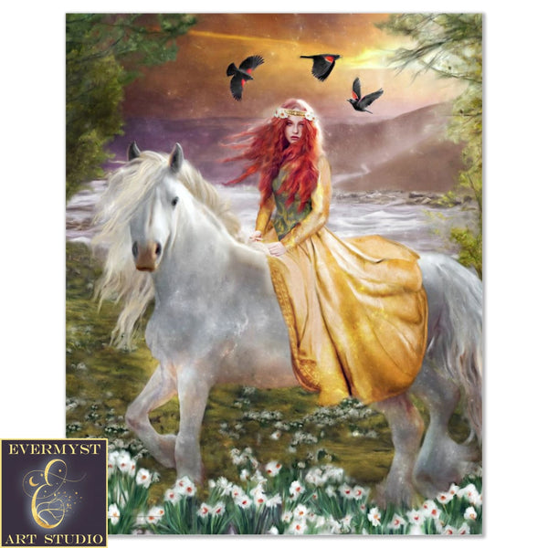 Goddess Art Print Rhiannon Canvas Painting Fantasy Decor Celtic 8 X 10 Paper