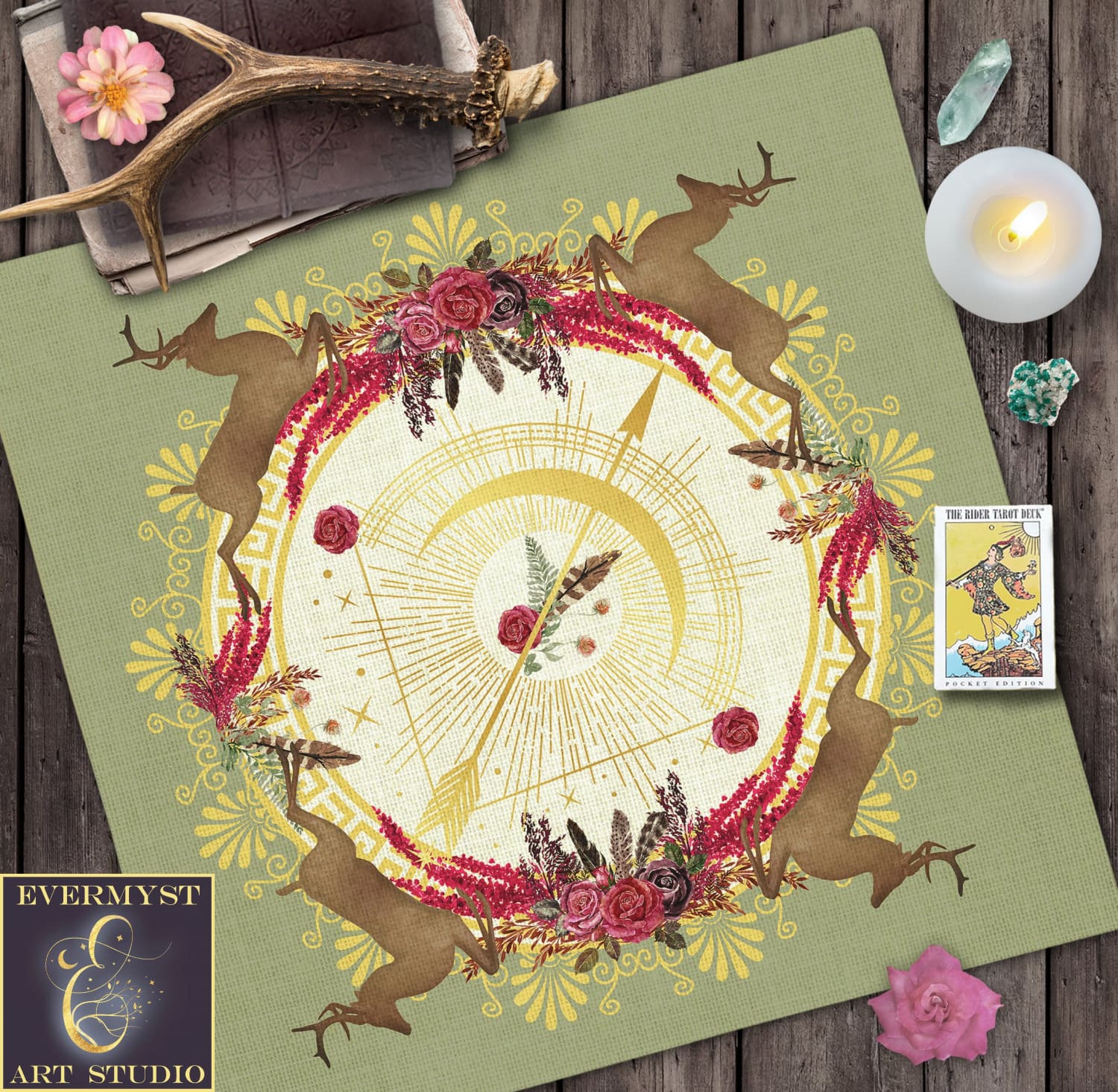 Goddess Artemis Altar Tarot Cloth Square