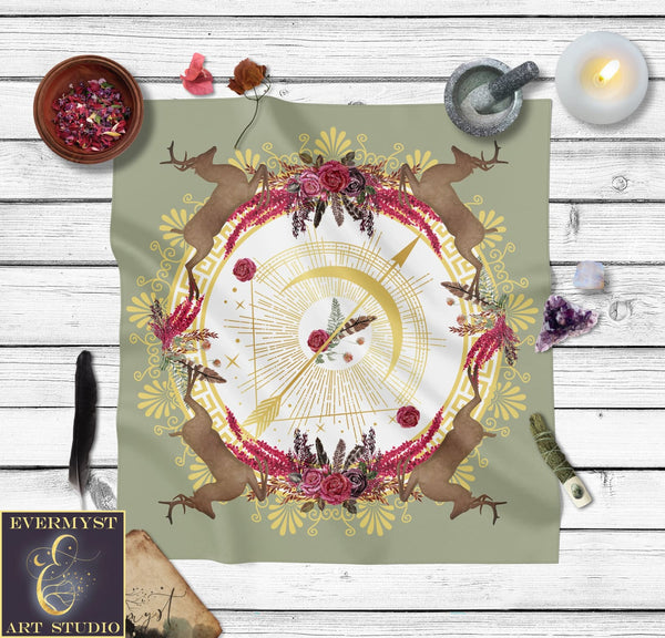 Goddess Artemis Altar Tarot Cloth Square