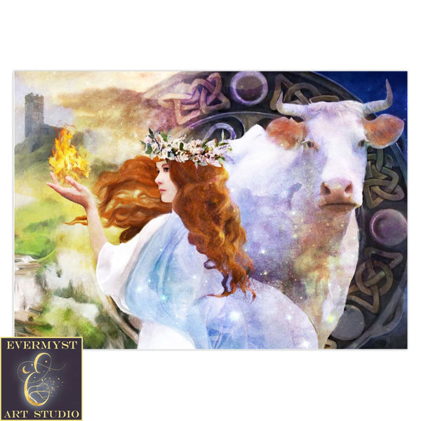 Goddess Brigid Greeting Card Fantasy Mythic Gaelic Celtic Brig Blank Notecards 10 Cards