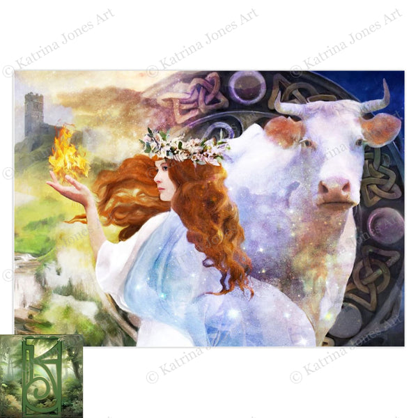 Goddess Brigid Greeting Card Fantasy Mythic Gaelic Celtic Brig Blank Notecards 10 Cards