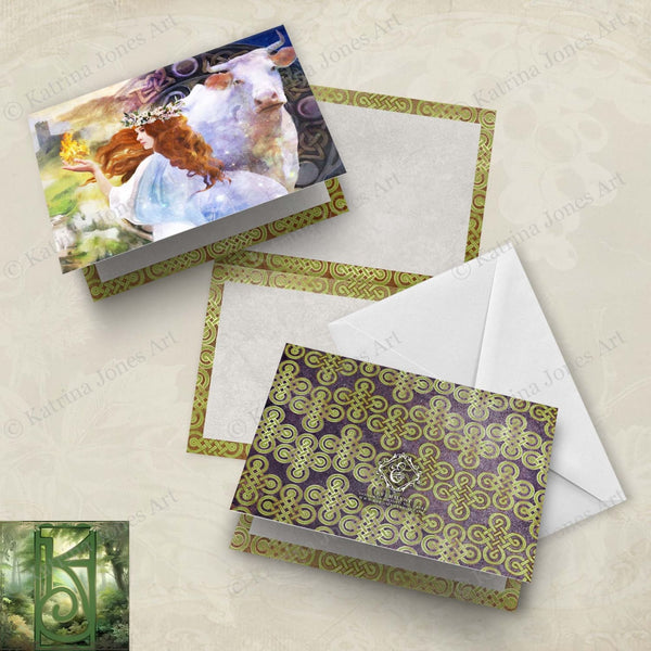 Goddess Brigid Greeting Card Fantasy Mythic Gaelic Celtic Brig Blank Notecards