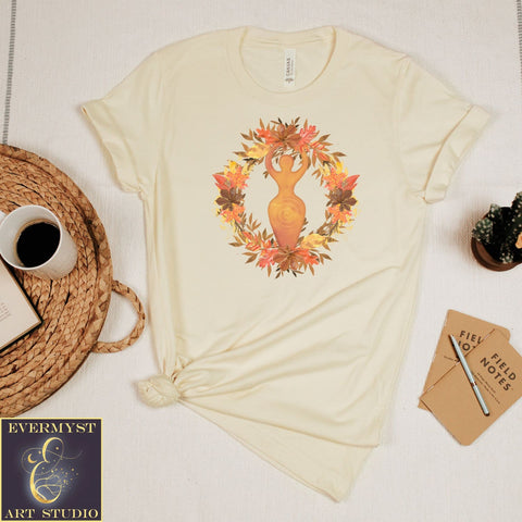 Goddess Circle T-Shirt Tan Unisex Fall Autumn Wicca Pagan Halloween Samhain Cute Vintage Clothing