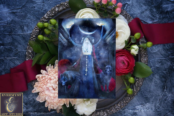 Goddess Hecate Greeting Card Witch Magic Artistic Blank Notecard