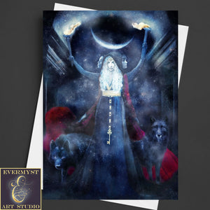 Goddess Hecate Greeting Card Witch Magic Artistic Blank Notecard