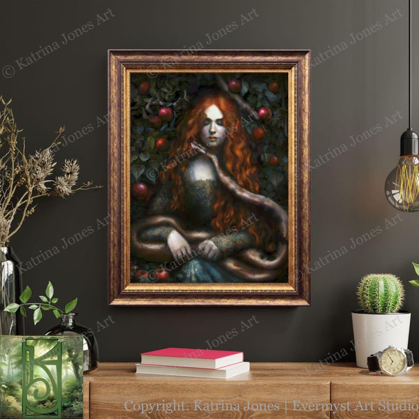 Goddess Lilith Art Print - Mythic Fantasy Witch Painting Wall Decor