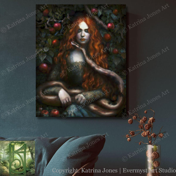 Goddess Lilith Art Print - Mythic Fantasy Witch Painting Wall Decor