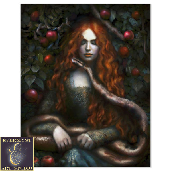 Goddess Lilith Art Print - Mythic Fantasy Witch Painting Wall Decor