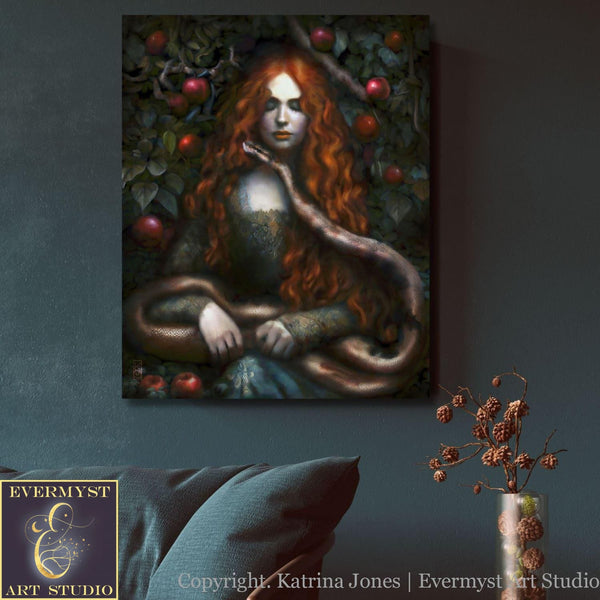 Goddess Lilith Art Print - Mythic Fantasy Witch Painting Wall Decor