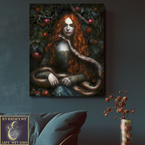 Goddess Lilith Art Print - Mythic Fantasy Witch Painting Wall Decor