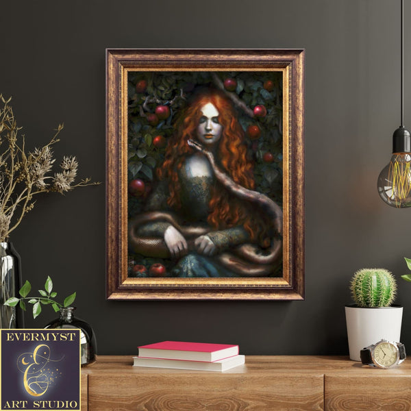 Goddess Lilith Art Print - Mythic Fantasy Witch Painting Wall Decor