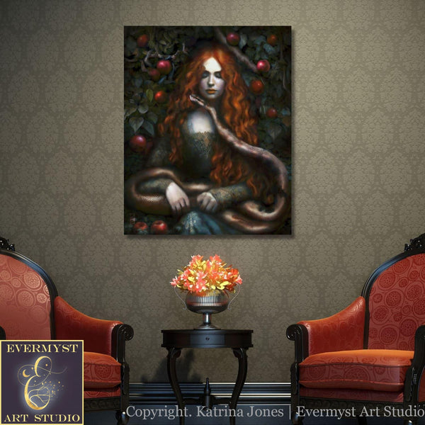 Goddess Lilith Art Print - Mythic Fantasy Witch Painting Wall Decor