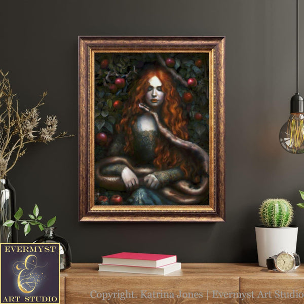 Goddess Lilith Art Print - Mythic Fantasy Witch Painting Wall Decor