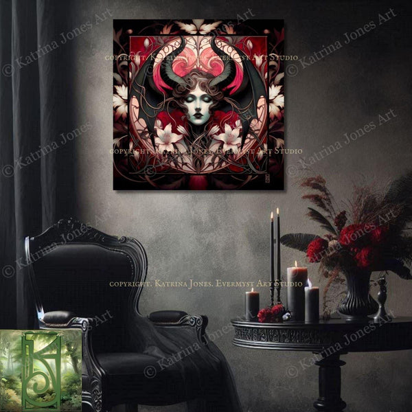 a painting of a woman&#39;s face on a wall