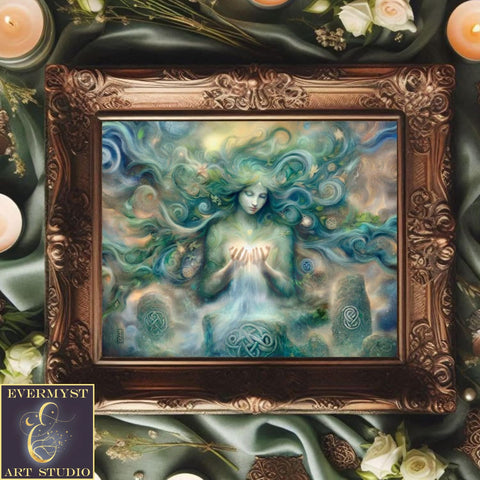 Goddess Painting Danu Celtic Art Print Elegant Creation Doddess Myth Fantasy