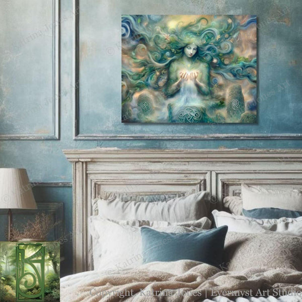 Goddess Painting Danu Celtic Art Print Elegant Creation Doddess Myth Fantasy