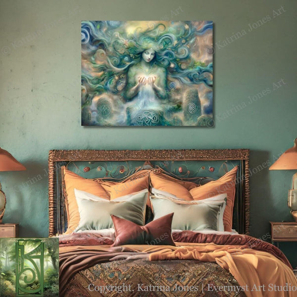 Goddess Painting Danu Celtic Art Print Elegant Creation Doddess Myth Fantasy