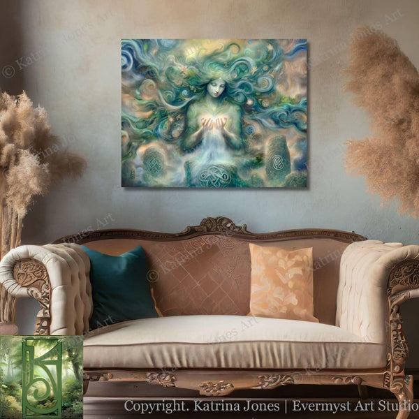 Goddess Painting Danu Celtic Art Print Elegant Creation Doddess Myth Fantasy