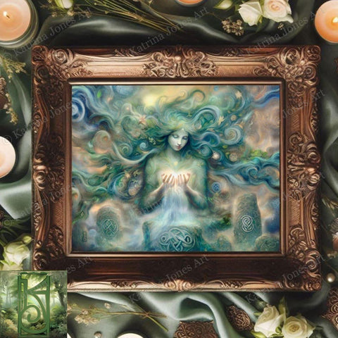 Goddess Painting Danu Celtic Art Print Elegant Creation Doddess Myth Fantasy