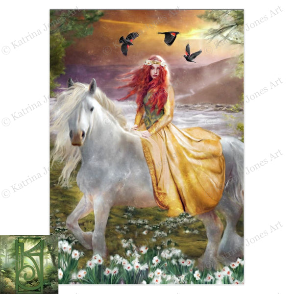 Goddess Rhiannon Greeting Card Celtic Gaelic Mythic Fantasy Blank Notecard 1