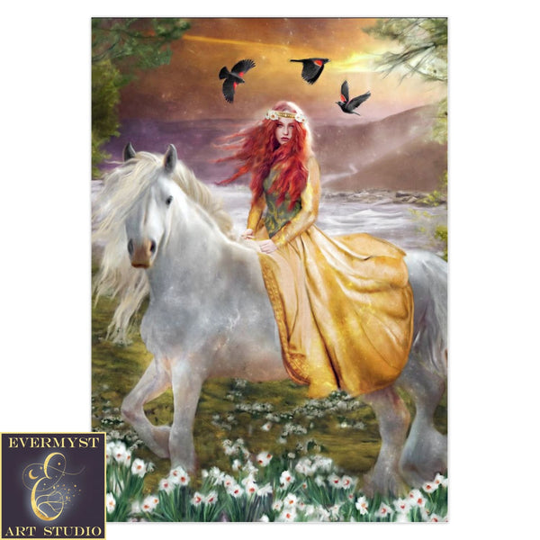 Goddess Rhiannon Greeting Card Celtic Gaelic Mythic Fantasy Blank Notecard 1