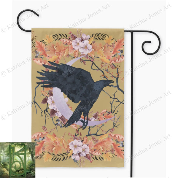Fall Crow Harvest Garden Flag - Whimsical Raven Cottage
