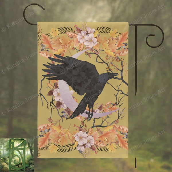 Fall Crow Harvest Garden Flag - Whimsical Raven Cottage