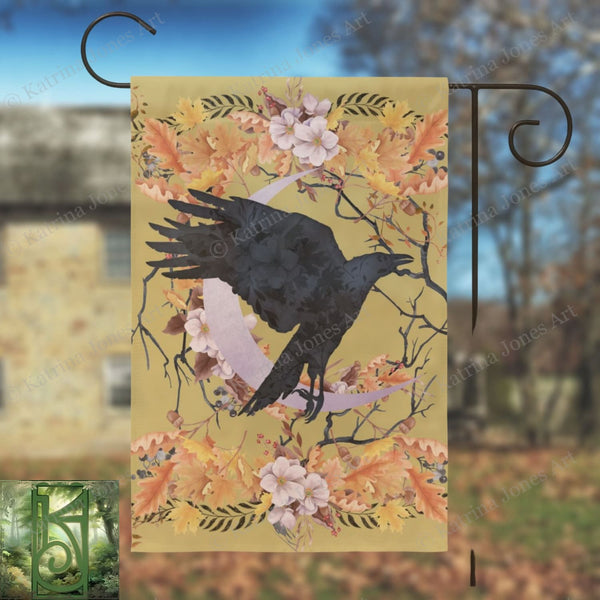 Fall Crow Harvest Garden Flag - Whimsical Raven Cottage