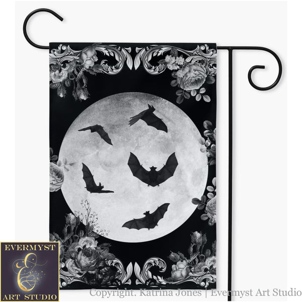 Gothic Bat Garden Flag - Halloween Decor Double / 18.325X27 Inch