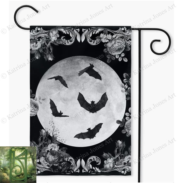 Gothic Bat Garden Flag - Halloween Decor Double / 18.325X27 Inch